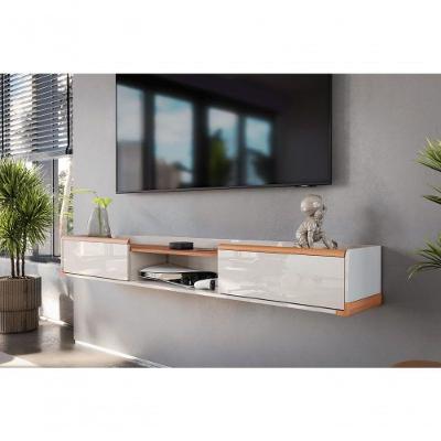 Bancada Suspensa Atlas 1.8 Off White Perolizado Jequitiba 2 Gavetas Lukaliam