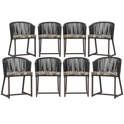 8 Cadeiras De Jantar área Noronha Marrom E6 Trama Original Preto