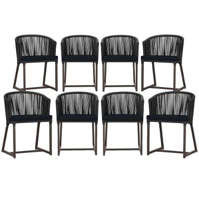 8 Cadeiras De Jantar área Noronha Marrom E12 Trama Original Preto