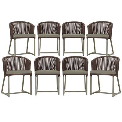 8 Cadeiras De Jantar área Noronha Fendi E8 Trama Original Marrom