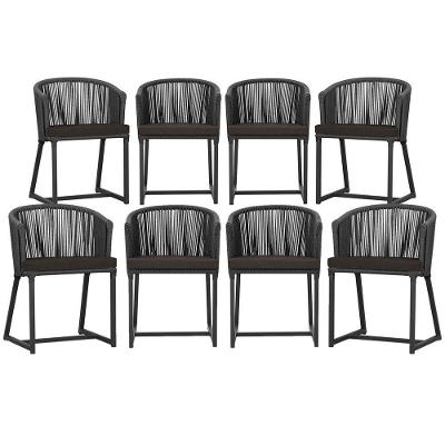8 Cadeiras De Jantar área Noronha Preta E9 Trama Original Preto