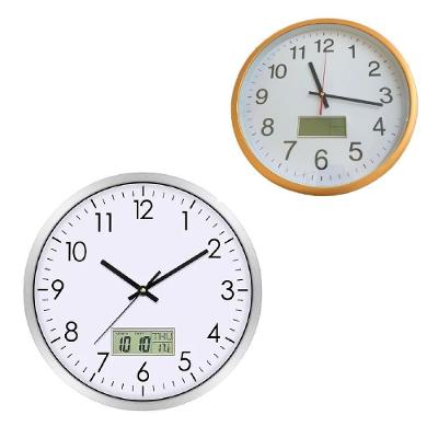 Relógio De Parede Com Calendário E Termômetro Digital Estilo Alumínio Prata Para Escritório E Sala Prata
