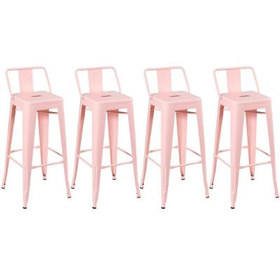 Kit 4 Banquetas Altas Com Encosto 76 Cm Rosa Antigo