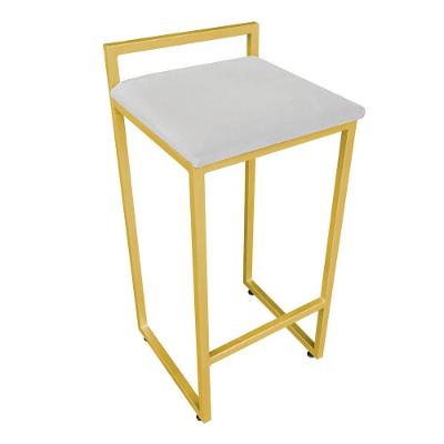 Conjunto 02 Banquetas Pietra Suede Cinza Base Dourado