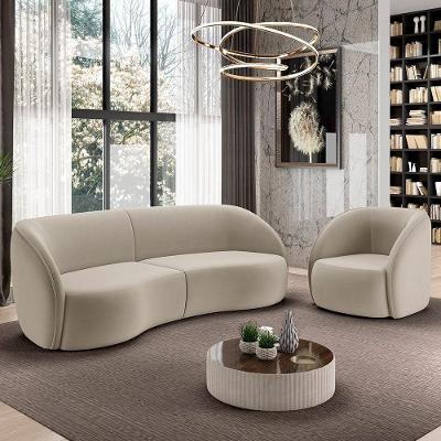 Sofá 4 Lugares Para Sala Living Orgânico 318cm Eron M03 Veludo Bege - Lyam Decor