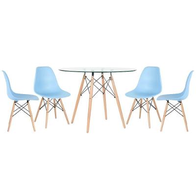 Mesa Redonda Eames 100cm + 4 Cadeiras Azul Claro