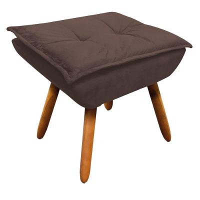 Puff Decorativo Sala De Estar Pés Palito Opla Suede Marrom - Ibiza