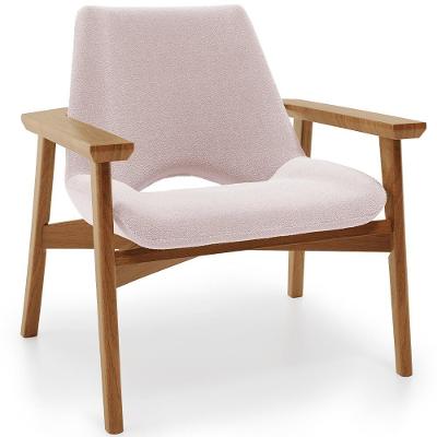 Poltrona Decorativa Living Base Madeira Becker L02 Bouclê Rosê