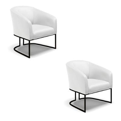 Cadeira Sala De Jantar Industrial Preto Kit 2 Stella Sintético D03 - D\'rossi Cor Branco