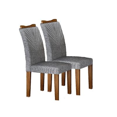 Kit 02 Cadeiras Sala De Jantar Clara Mdf Freijó,linho Cinza