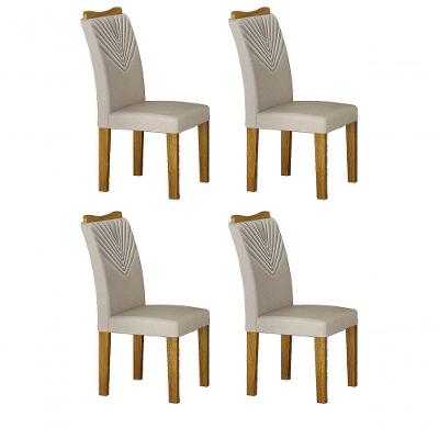 Kit 04 Cadeiras Sala De Jantar Clara Madeira Freijó,Palha