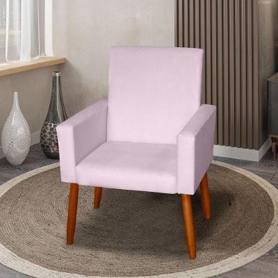 Poltrona Decorativa Mel Suede Rosa Claro Sky Mobile