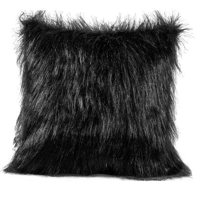 Capa De Almofada Plush Pelúcia Preto 45cm X 45cm Pelo Alto