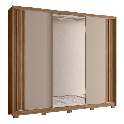 Guarda Roupa Casal Arizona 3 Portas Deslizantes Carvalho/fendi Com Espelho - Moval