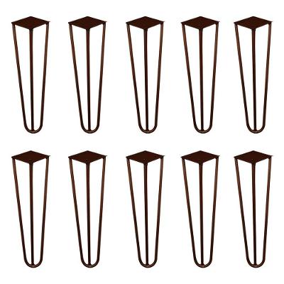 Kit 10 Pés De Metal 30 Cm Mesa De Canto Rack E Puffs Bronze