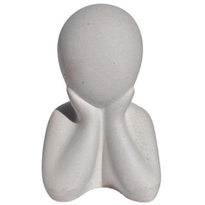 Estátua Decorativa Família Filho(a) 6cm Em Cimento Artesanal Cinza