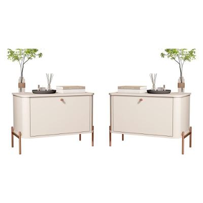 Conjunto Mesa De Cabeceira Albania Off White Bronze