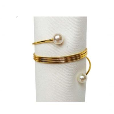 Conjunto Com 4 Argolas Para Guardanapos Pearl Dourado 4,5cmx3cm