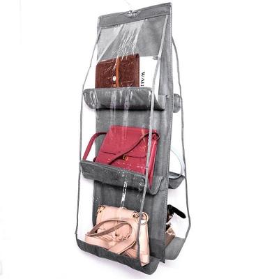 Organizador De Bolsa Cabideiro Para Guarda Roupa Armario Com 6 Bolsos Divisorias Transparente Prateleira