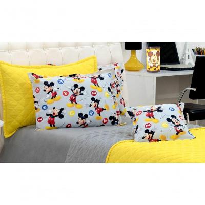 Cobreleito Mickey Solteiro Dupla Face Amarelo E Cinza 03 Pçs [f101]