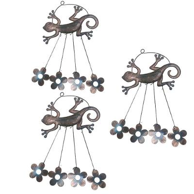 Sino Dos Ventos Lagarto Flores Kit 3 Unidades Jardim Varanda Enfeite Quintal Decoraçao Rustico