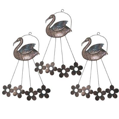 Sino Dos Ventos Cisne Flamingo Flores Kit 3 Unidades Decoraçao Quintal Jardim Varanda Som Suave Relaxante Enfeite