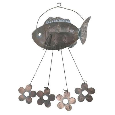 Sino Dos Ventos Peixe Flores Kit 3 Unidades Jardim Varanda Decoraçao Quintal Ambiente Externo Enfeite