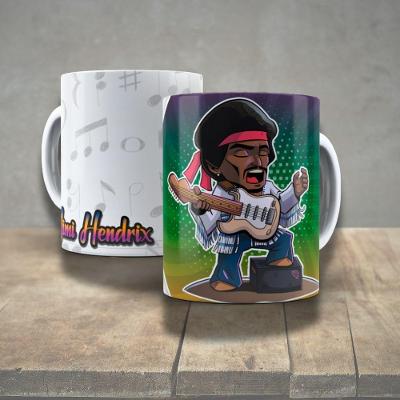 Caneca De Porcelana 325ml Decorada ícones Da Música Jimi Hendrix 2