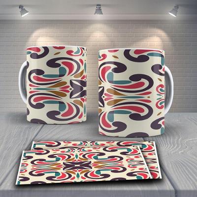 Caneca De Porcelana 325ml Decorada Tribal Tribal 22