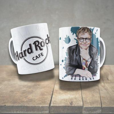 Caneca De Porcelana 325ml Decorada ícones Da Música Elton John
