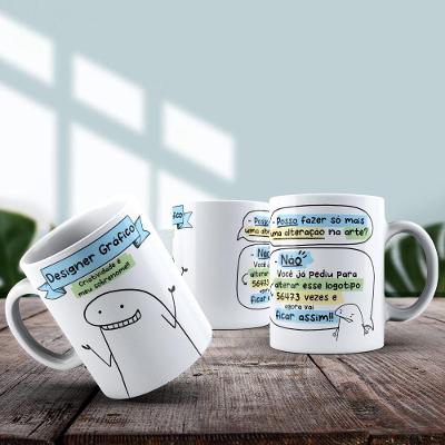Caneca De Porcelana 325ml Flork Profissões Masculino Designer Gráfico