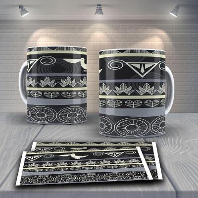 Caneca De Porcelana 325ml Decorada Tribal Tribal 23