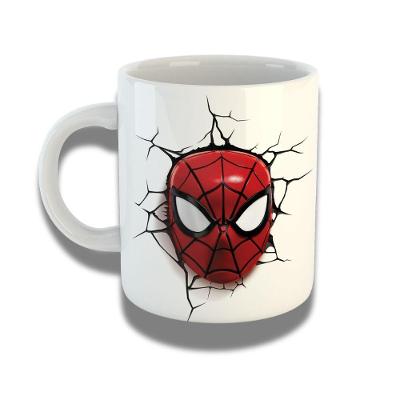 Caneca De Porcelana 325ml Com Design 3d Exclusivo Cabeça Homem Aranha