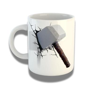 Caneca De Porcelana 325ml Com Design 3d Exclusivo Martelo Do Thor