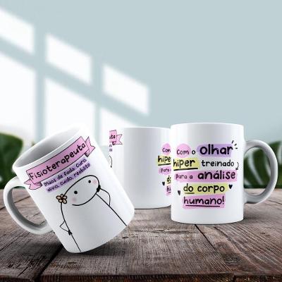 Caneca De Porcelana 325ml Flork Profissões Feminino Fisioterapeuta