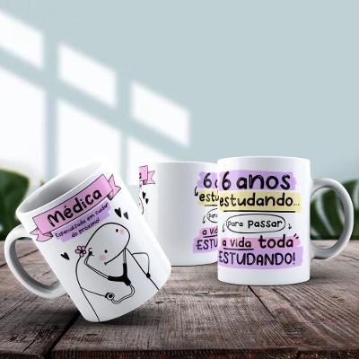 Caneca De Porcelana 325ml Flork Profissões Feminino Médica