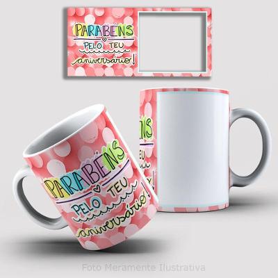 Caneca De Porcelana 325ml Decorada Feliz Aniversário Feliz Aniversário 1