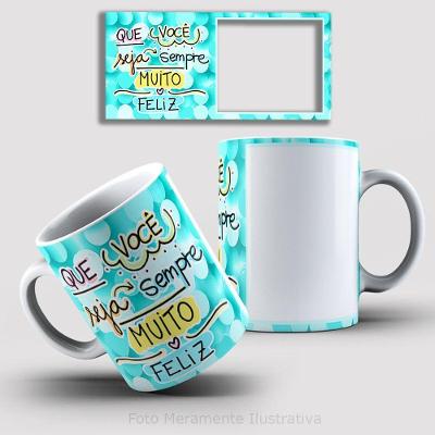 Caneca De Porcelana 325ml Decorada Feliz Aniversário Feliz Aniversário 3