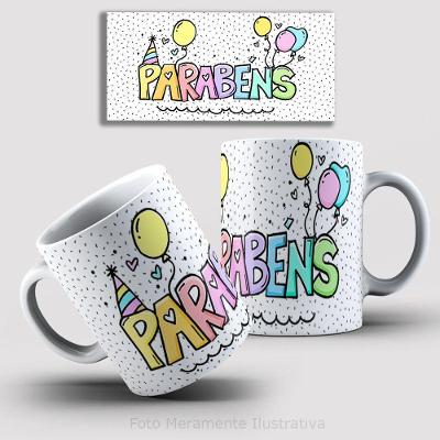 Caneca De Porcelana 325ml Decorada Feliz Aniversário Feliz Aniversário 4