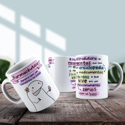 Caneca De Porcelana 325ml Flork Profissões Feminino Farmacêutica