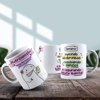 Caneca De Porcelana 325ml Flork Profissões Feminino Nutricionista