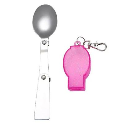 Chaveiro Com Colher Dobrável Acampamento Crianças Rosa