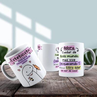Caneca De Porcelana 325ml Flork Profissões Feminino Esteticista