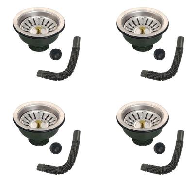 Ralo Valvula Dreno Filtro De Pia 10x10 Kit 4 Unidades Inox Sifao Tubo De Escoamento Cozinha Lavabo Casa Lavanderia