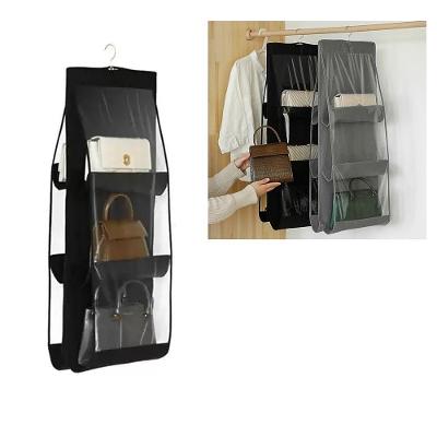 Organizador De Bolsa Cabideiro Para Guarda Roupa Armario Com 6 Bolsos Divisorias Transparente Prateleira