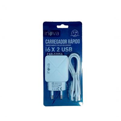Carregador Rápido Inova - 3.1a - I6 - 2 Usb -car-5205a