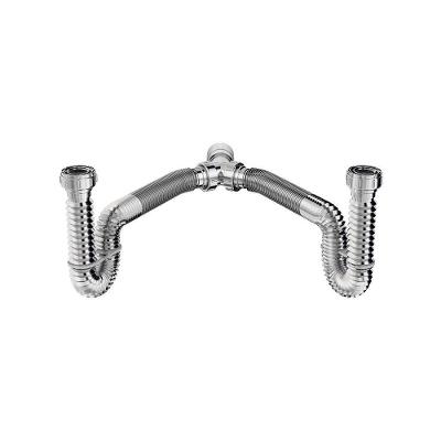 Sifão Duplo Sanfonado Extensível Censi 72cm Cromado
