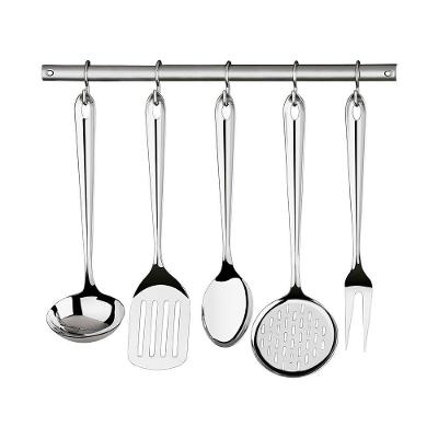 Jogo De Utensílios 5 Peças Tramontina Utility 66812700 Com Suporte De Parede Inox Inox 66812700