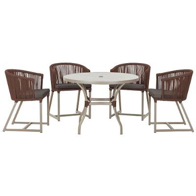 Mesa Com 4 Cadeiras E Noronha Estofado 11 Trama Original Marrom