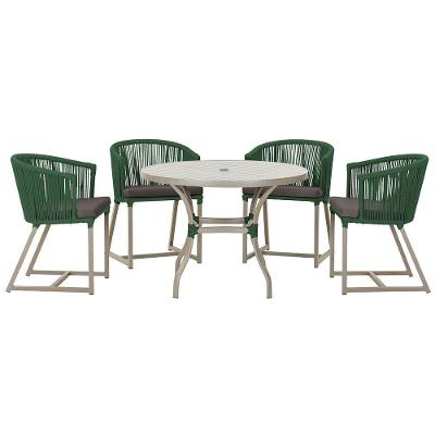 Mesa Com 4 Cadeiras E Noronha Estofado 11 Trama Original Verde